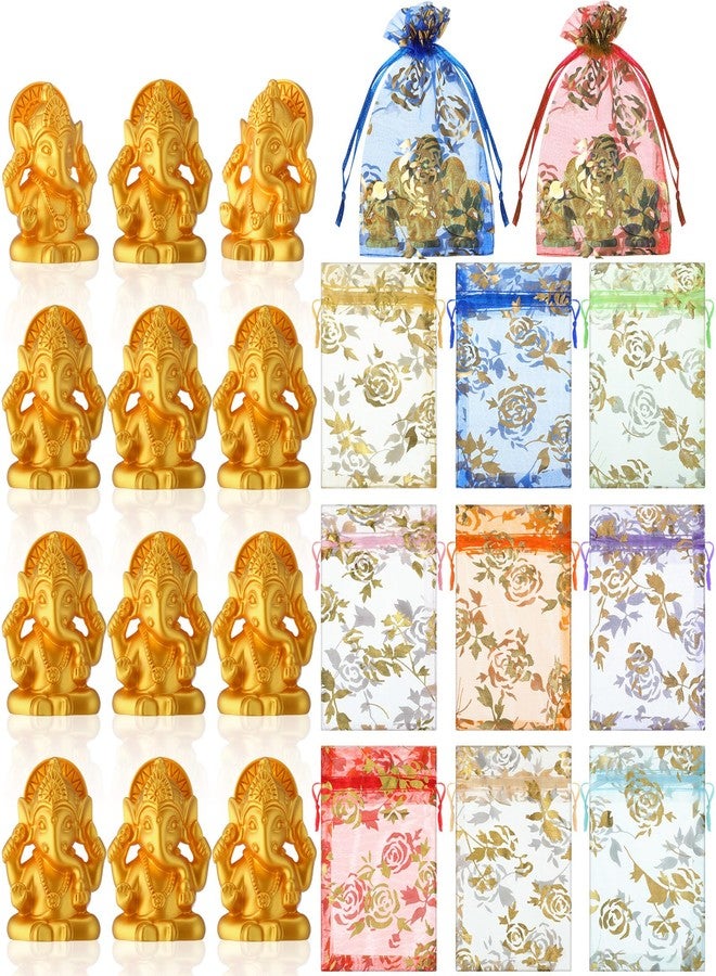 AceOrbit 12 Pack Indian Return Gifts for Pooja Bulk Ganesha Diwali Decor God Ganesh Sculpture Indian Festival Favor Return Gifts for Diwali Pooja Wedding House Warming Favor - Image 1